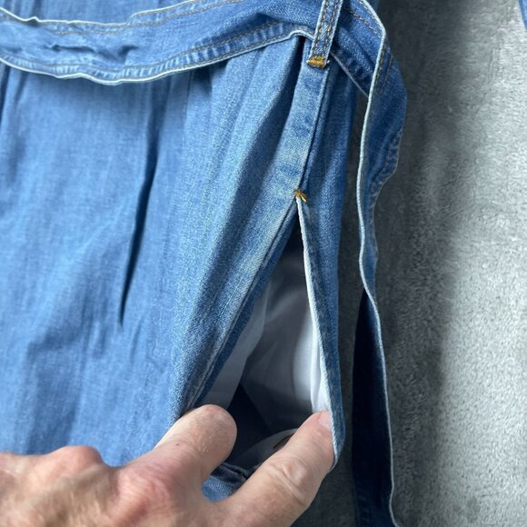 Wrangler Women's L Chambray Shirt Dress With Belt Button-Down Long Sleeves L1226 - Picture 10 of 11